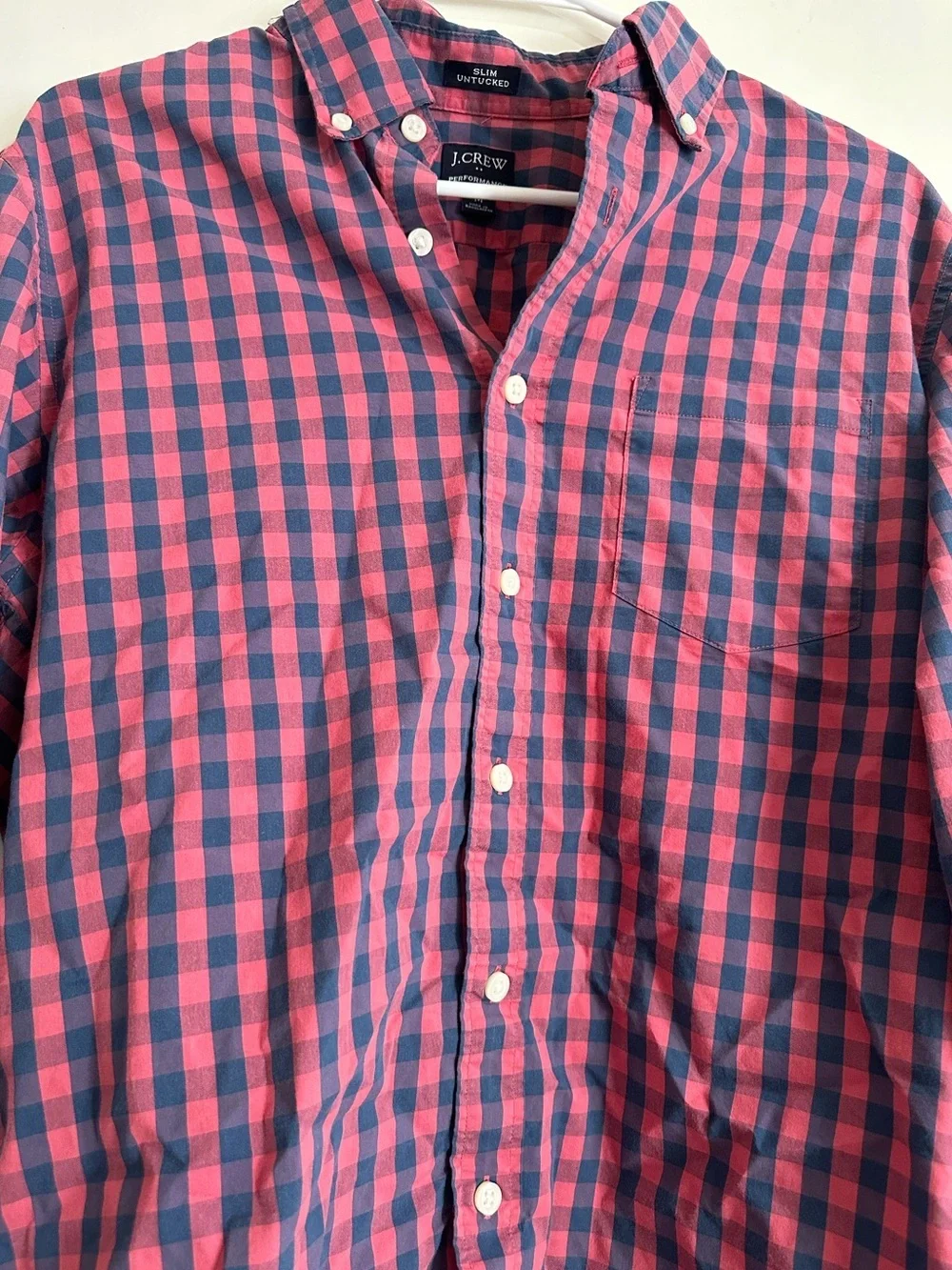 J.Crew Men Performance Slim Untucked Button Up Shirt Shirt Medium Plaid